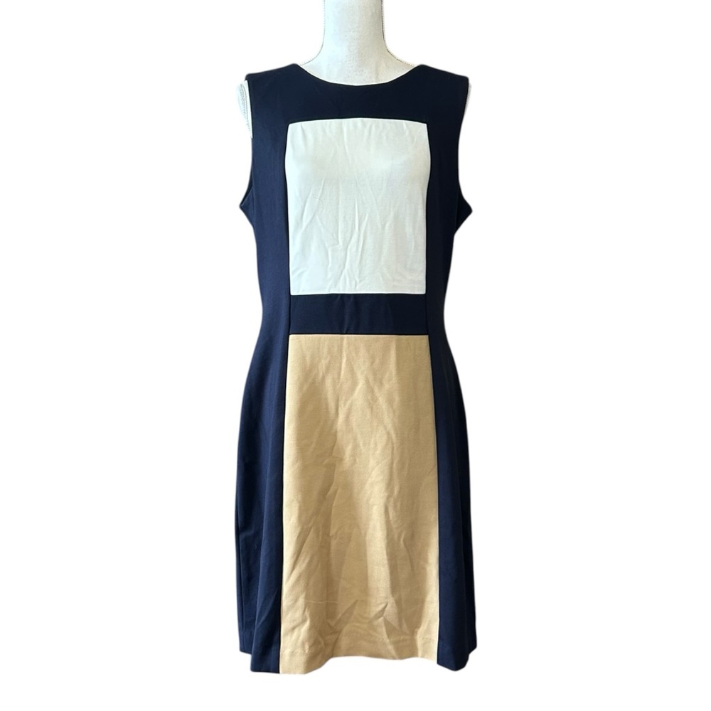 NWT Calvin Klein sleeveless sheath dress features‎ a color-block design SZ 12